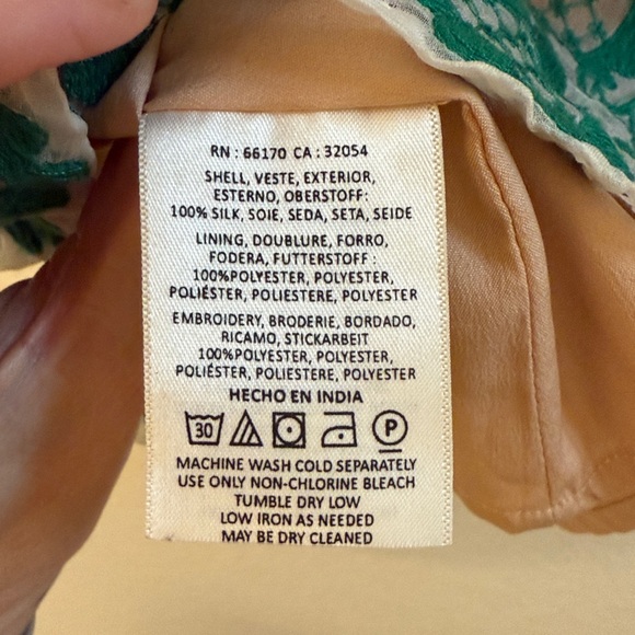 Anthropologie Green Floral Sheer Blouse - Picture 4 of 4